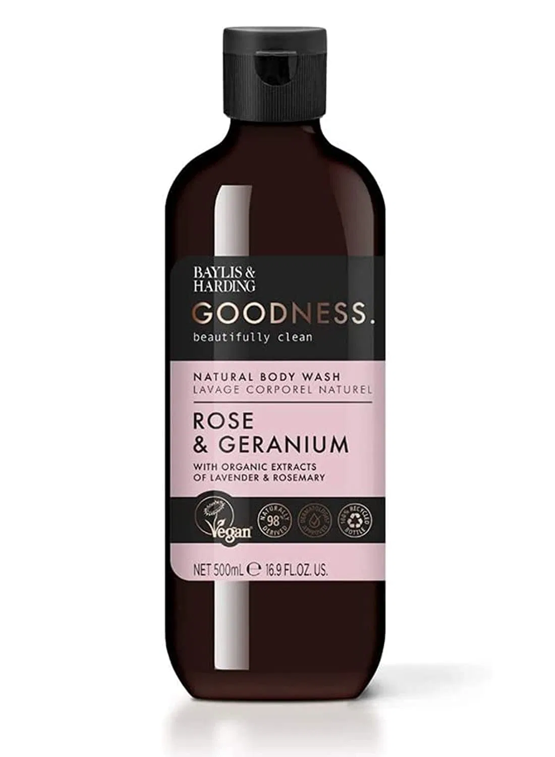 Гель для душа Rose and Geranium, Baylis & Harding, набор 3 x 500 мл