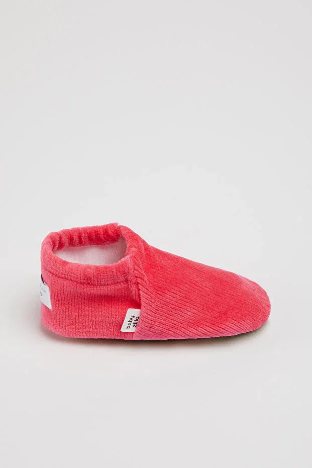 Детские пинетки для девочек из вельвета Classic slip-on Babyzilla, Pink — фото 3