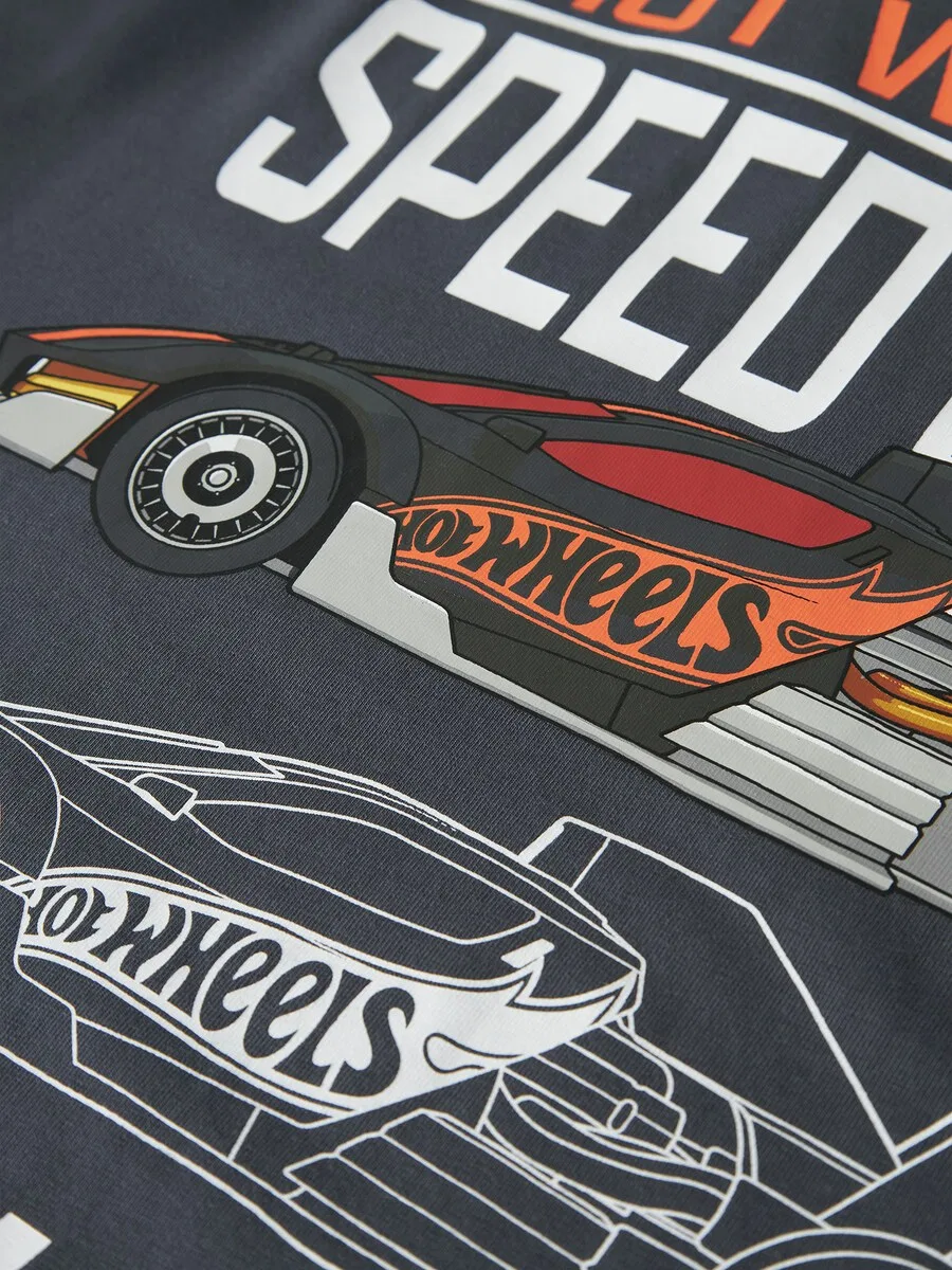 Футболка NAME IT 'NKMSiddi Hotwheels' дымчато-синего цвета — фото 3