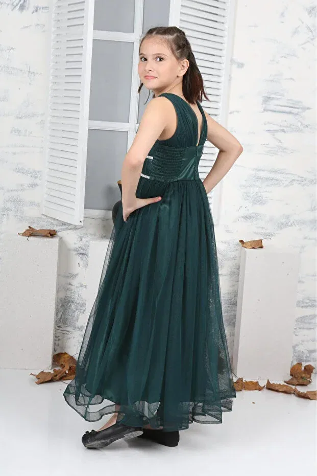 Детское платье для девочек без рукавов Design Jannock, Emerald Green — фото 4