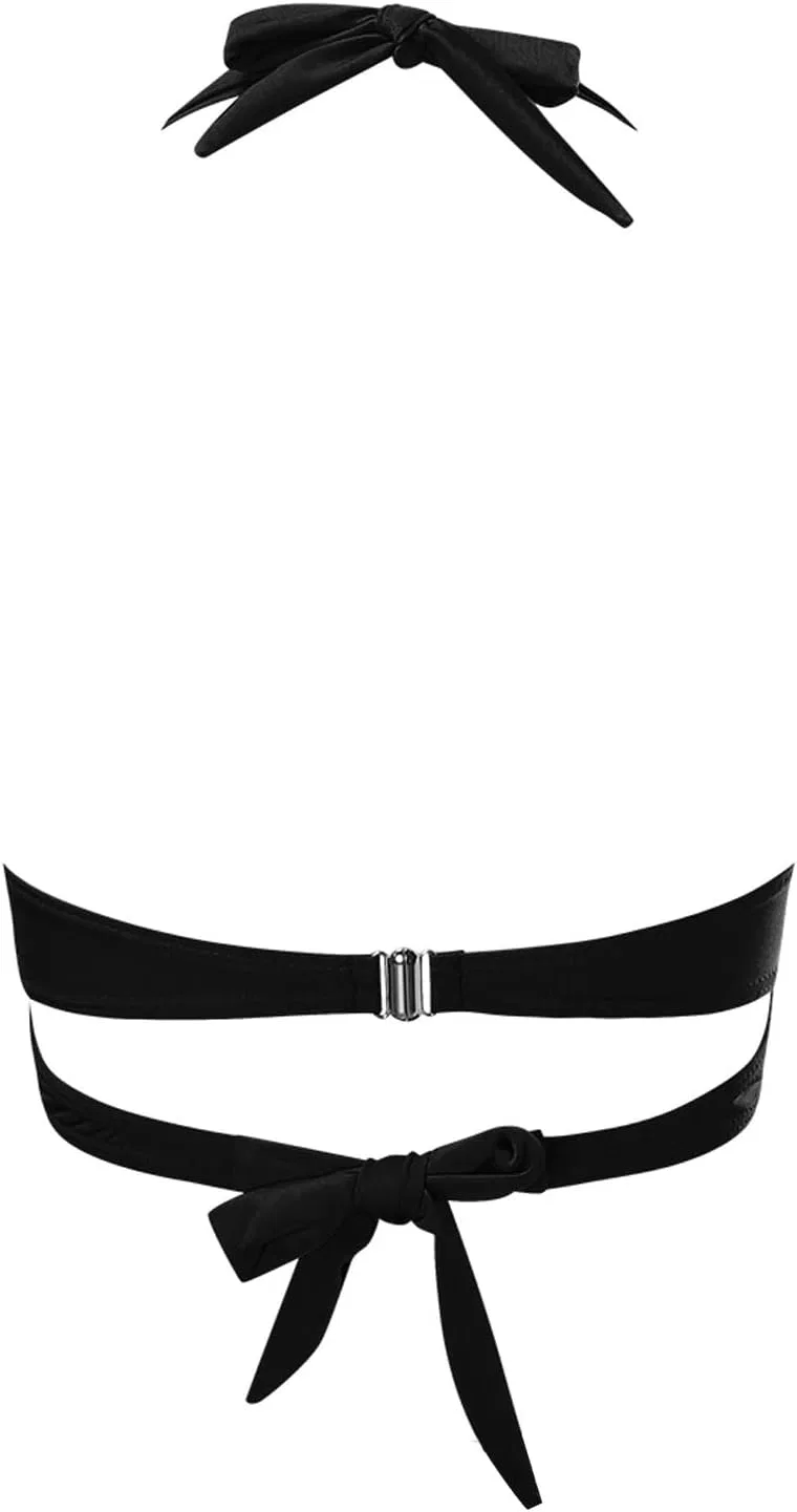 Женский бикини-топ на завязках с push-up, Black — фото 3