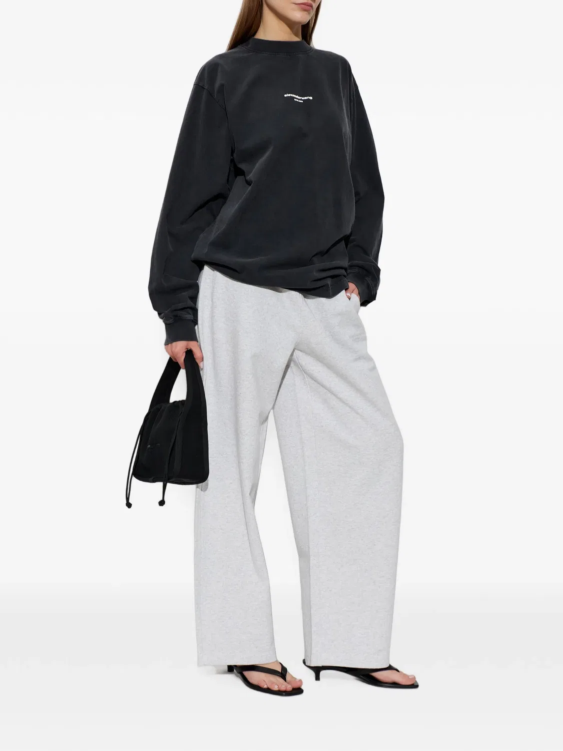Трековые брюки широкого кроя серые Alexander Wang, серый — фото 2