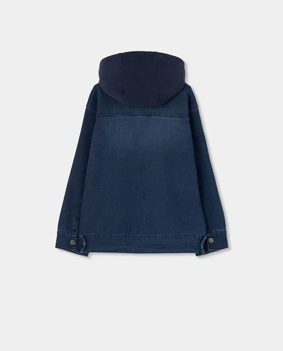 Детская джинсовая куртка для мальчиков с капюшоном Boboli, Azul Denim — фото 3
