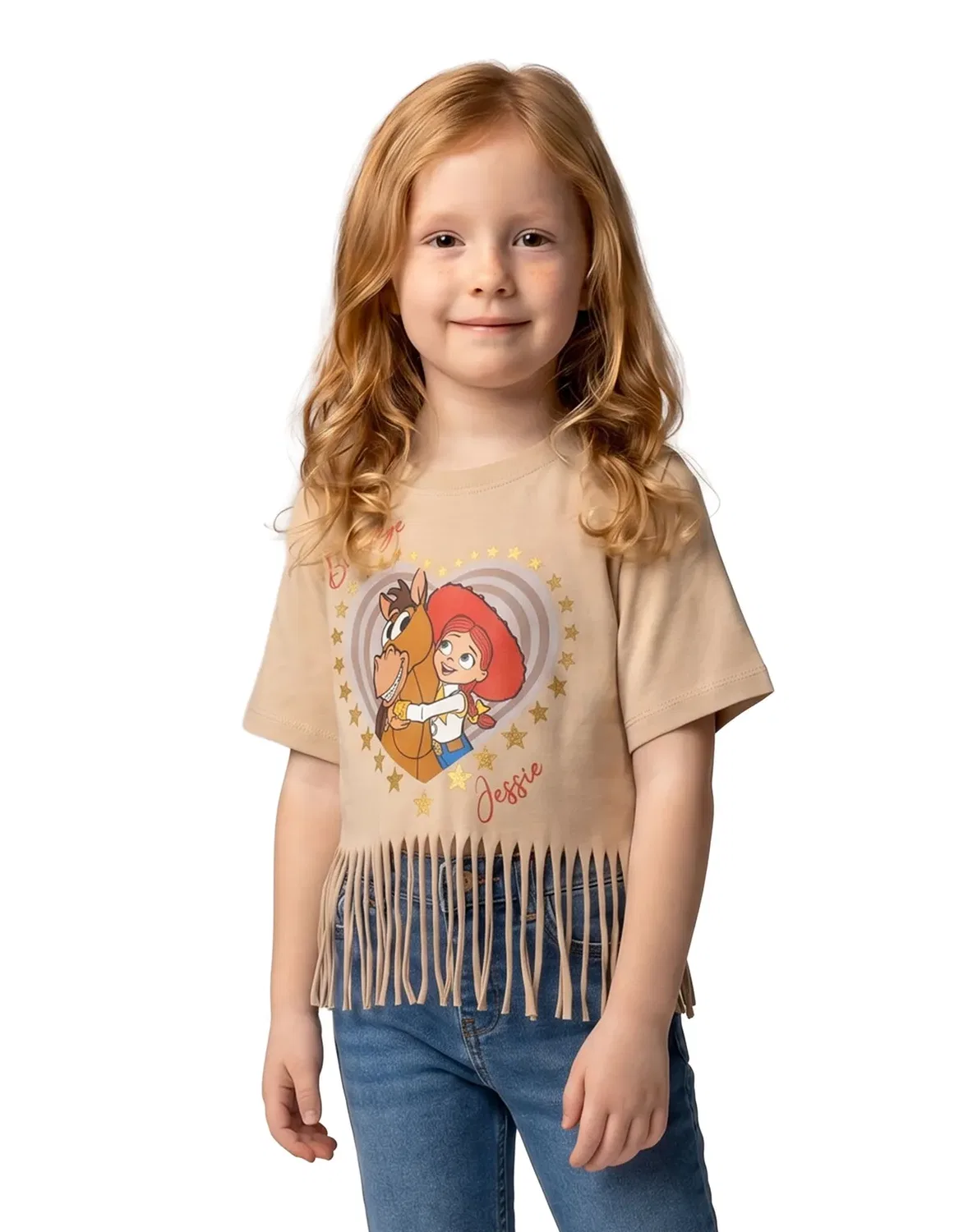 Детская футболка с бахромой и коротким рукавом Disney, Beige