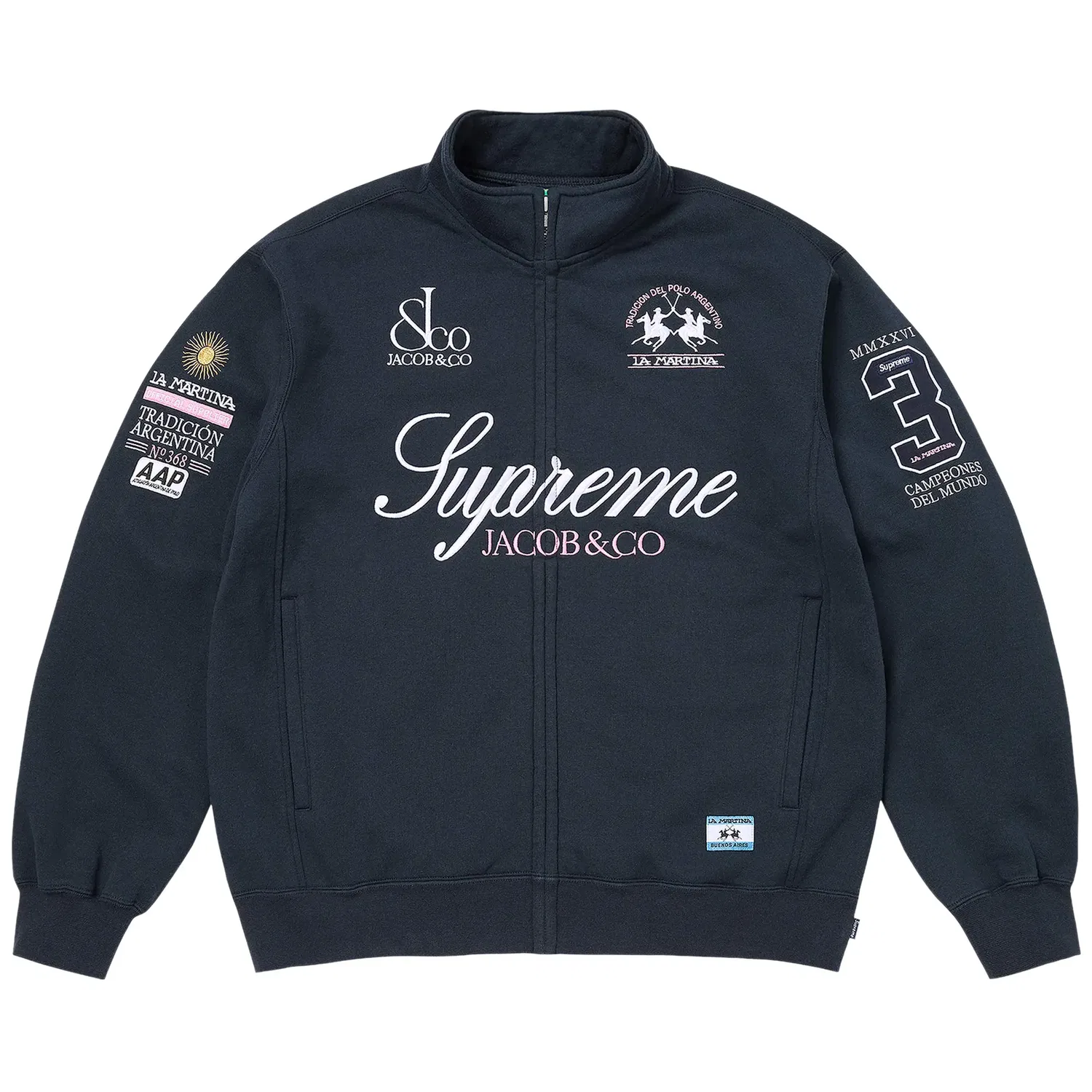 Толстовка на молнии Supreme x La Martina x Jacob & Co, синий