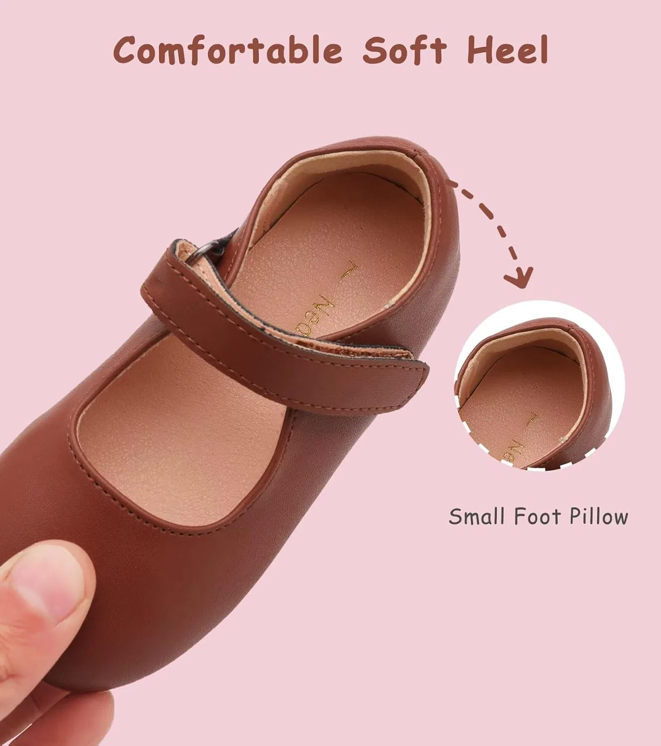 Детские туфли Мэри Джейн для девочек Flower Girl Dress Shoes Mary Janes Flat Nedaan, Brown — фото 4