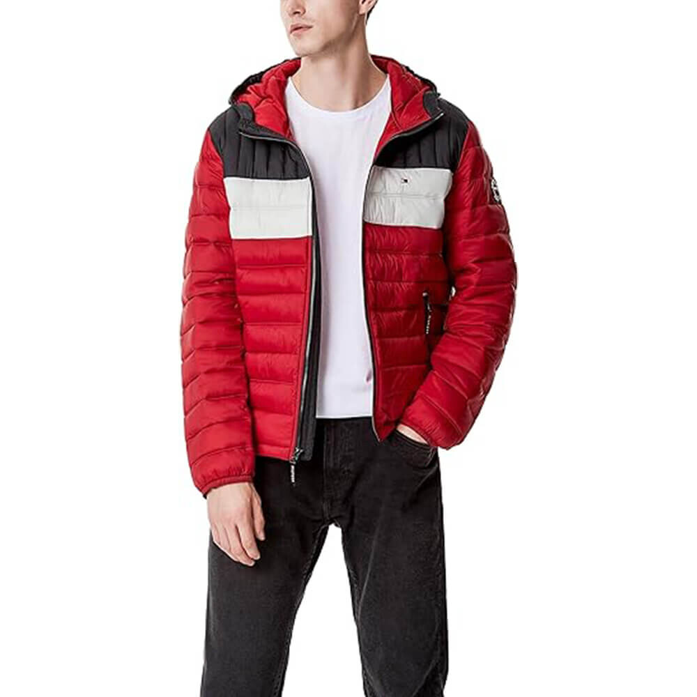 

Куртка-пуховик Tommy Hilfiger Men's Water Resistant, красный/белый/темно-синий