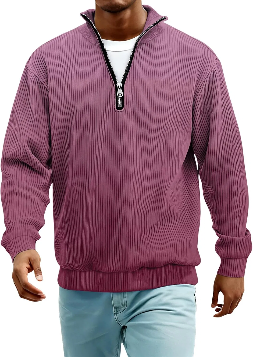 Мужская футболка с длинным рукавом хенли Regular Fit Generic, Hot Pink — фото 4