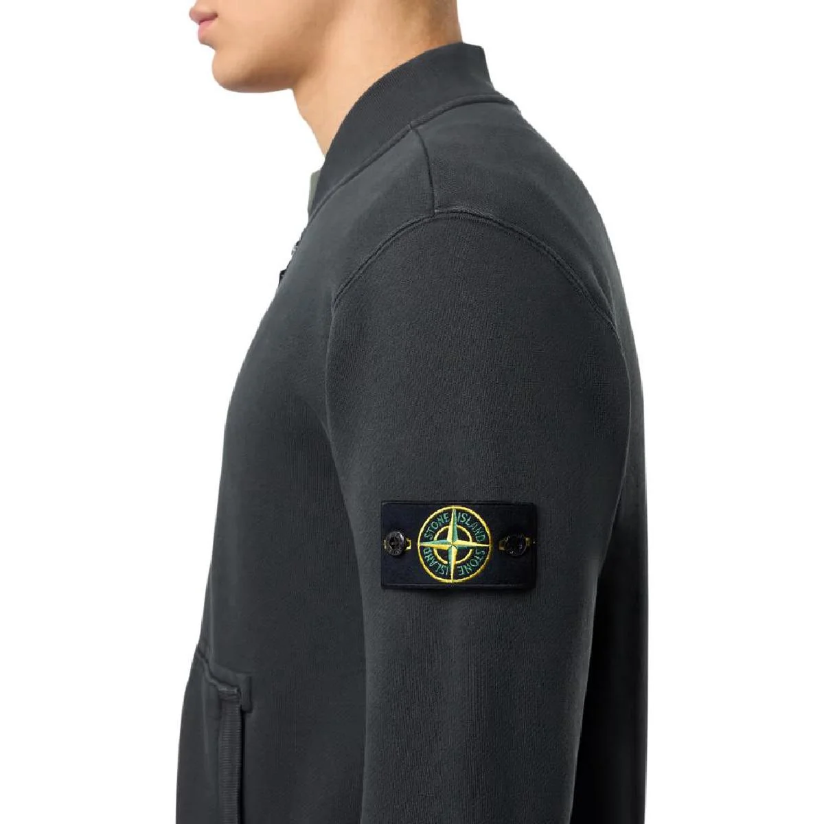 Толстовка Stone Island с нашивкой-компас на молнии, серый — фото 2