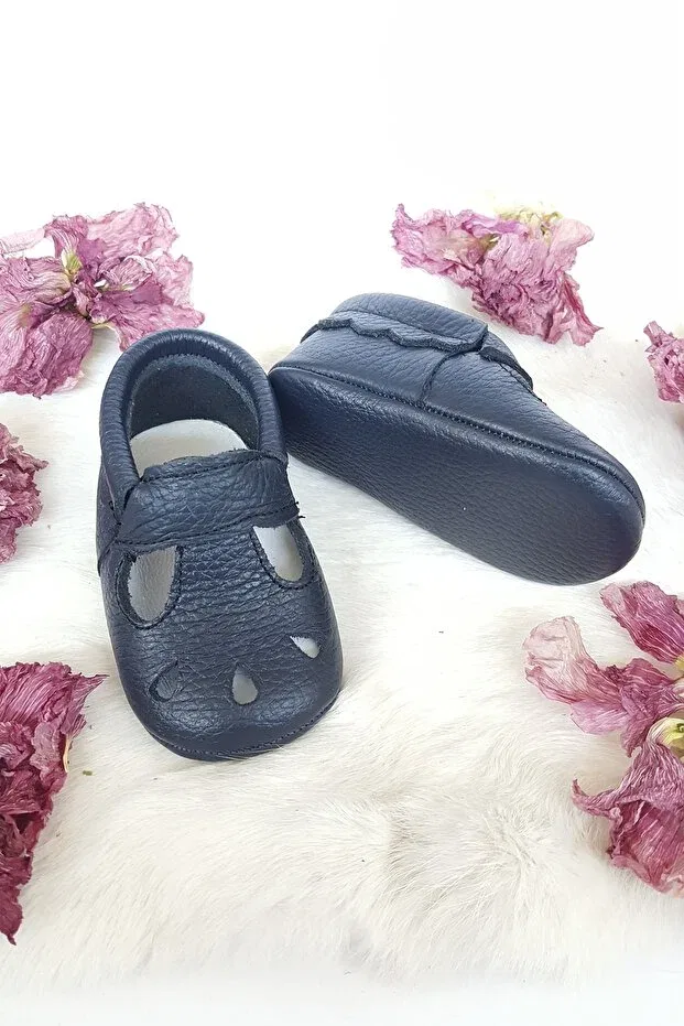 Детские мокасины из натуральной кожи Hodore, Navy Blue — фото 4