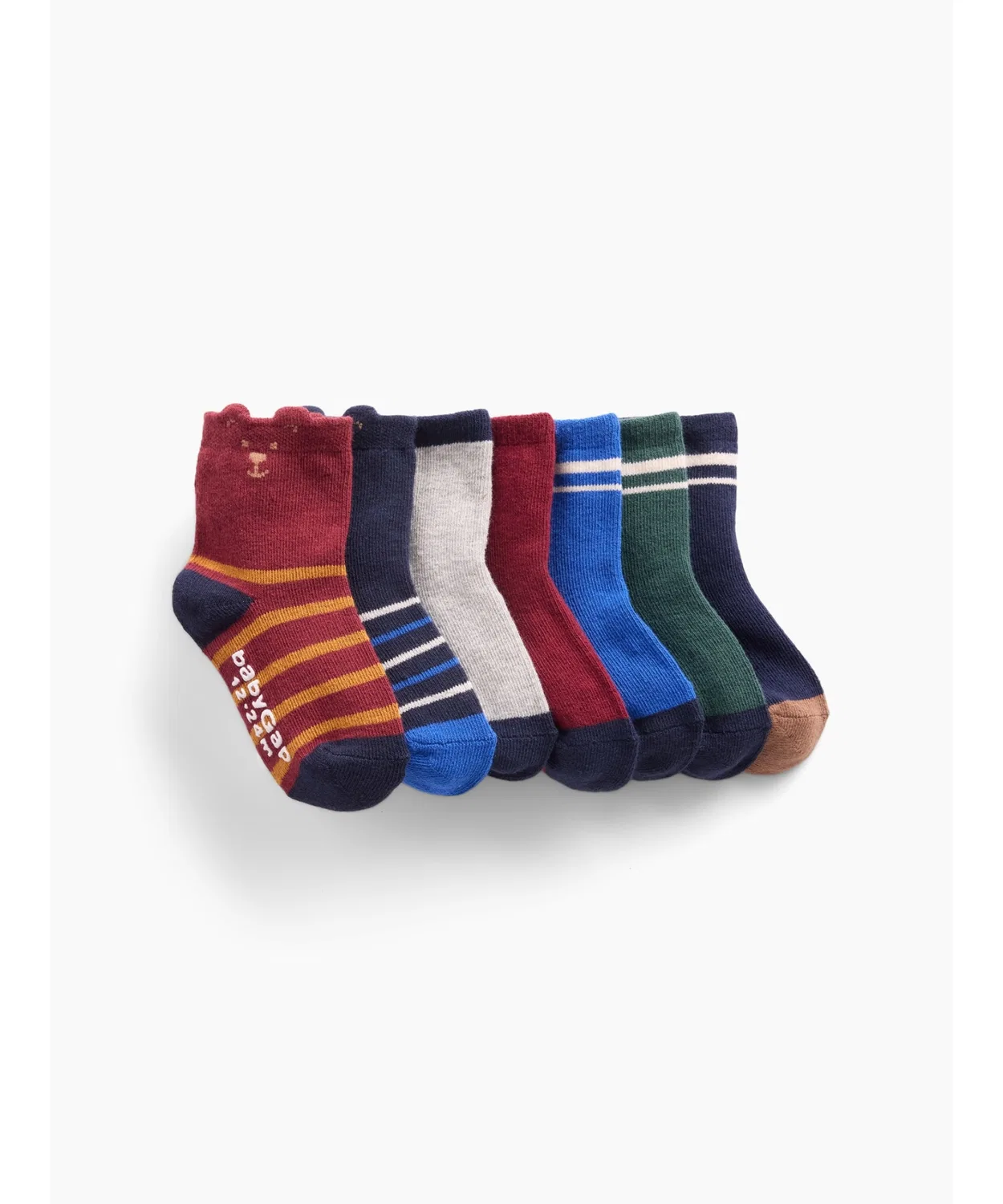 Детские носки с принтом мишки, комплект из 7 пар GAP, Multi
