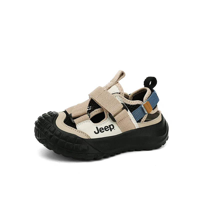 Детские сандалии из синтетической кожи с закрытым носком Jeep, Candy Pink/Ivory White — фото 4