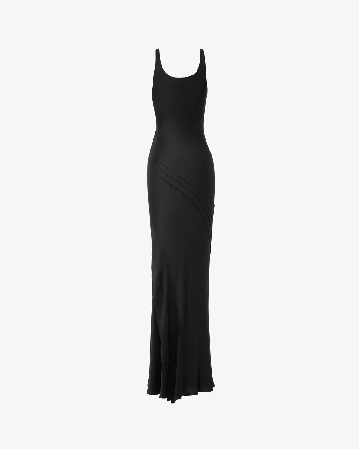 Длинное платье-майка из шелкового сатина SAINT LAURENT, черный — фото 2