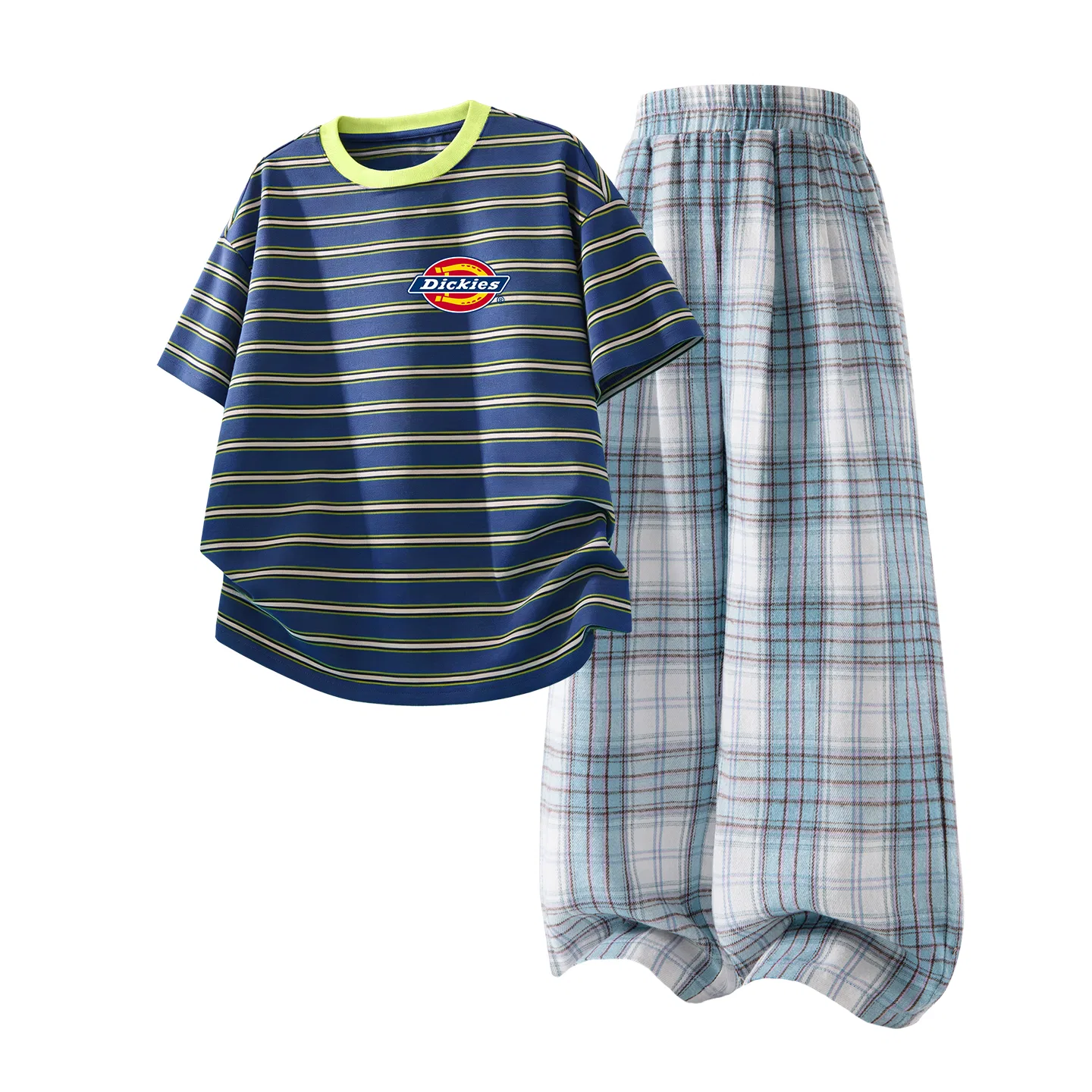 Детский спортивный комплект с круглым вырезом Dickies, Standard K Blue Gold+Solid Color White Cloud Blue