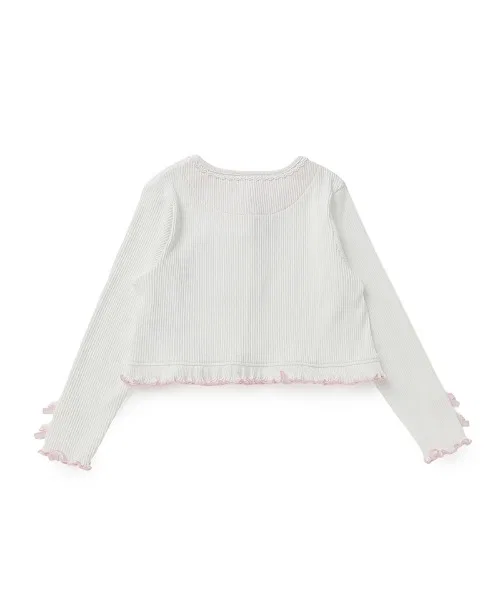 Детский кардиган с рибом и лентой, модель Charm Ribbon, coeur a coeur, Off White — фото 3