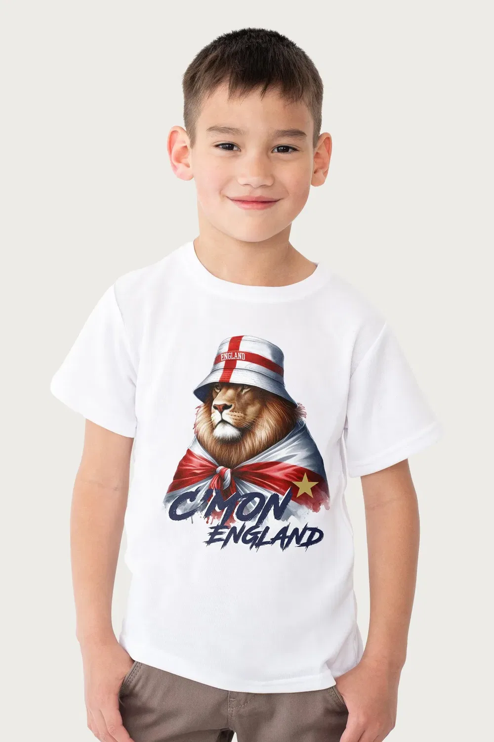 Футболка с принтом C'Mon England Blue Flag Wrapped Lion World Cup Football, Coto7, White