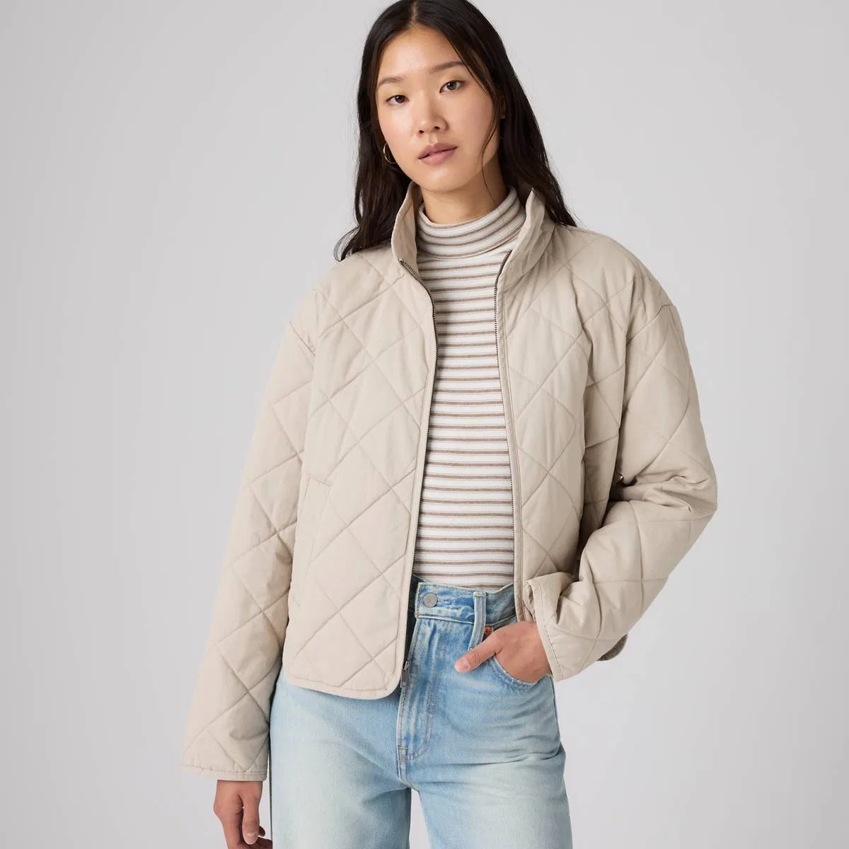 Хлопковая куртка с ромбовидной стежкой Levi's, White - White