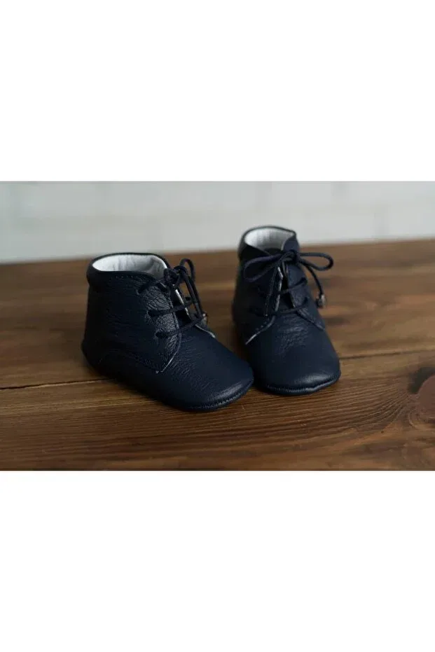 Детские ботинки для новорожденных кожаные Olivo Mini, Navy Blue — фото 3