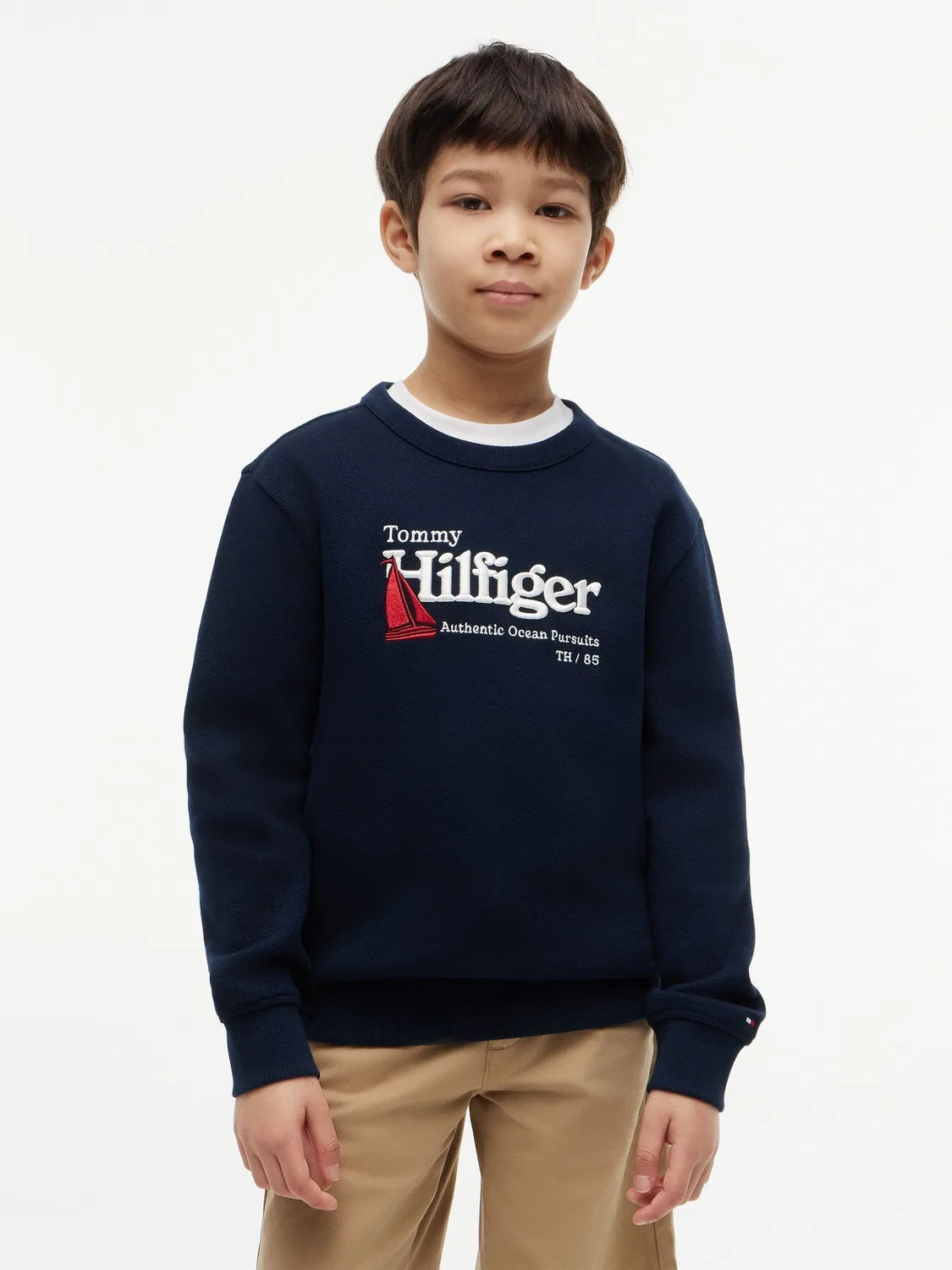 Свитшот с вышивкой, Interlock Pique Tommy Hilfiger, синий