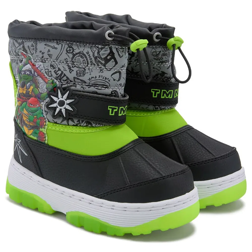 Детские зимние ботинки с подсветкой Teenage Mutant Ninja Turtles, Black/Grey/Lime