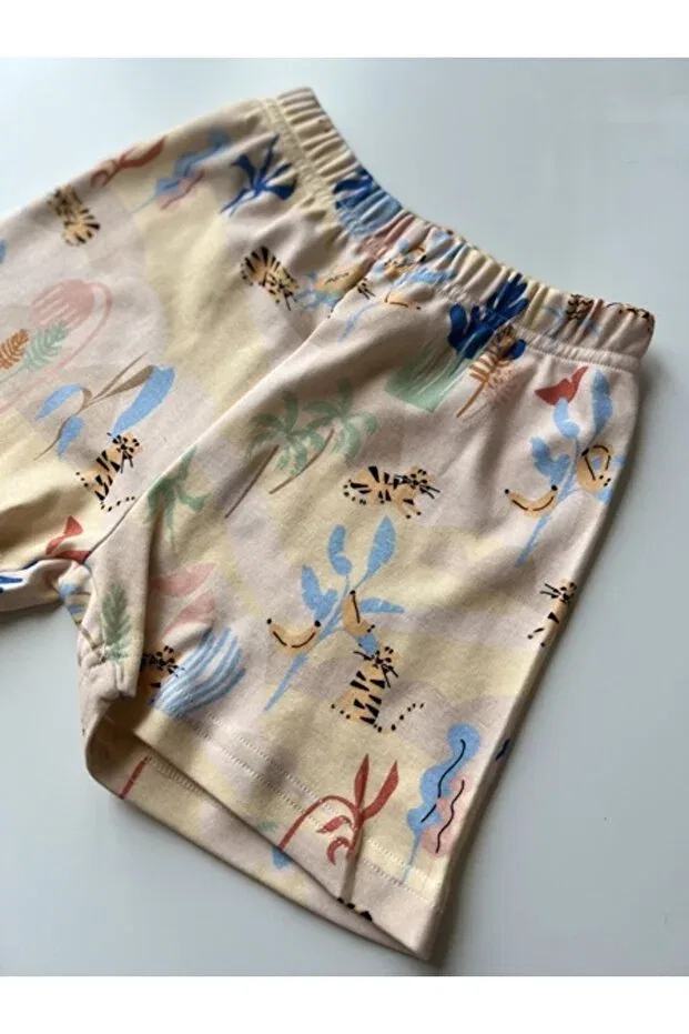 Детские шорты для девочек с принтом Summer Safari Pattern Key Kids, Cream — фото 3
