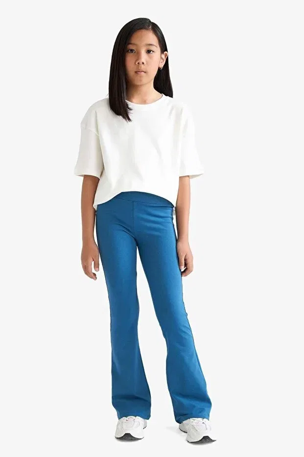 Детские брюки для девочек широкие без карманов Flare fit ribbed camisole trousers girls e8301a825au Defacto, Blue-Be376 — фото 2
