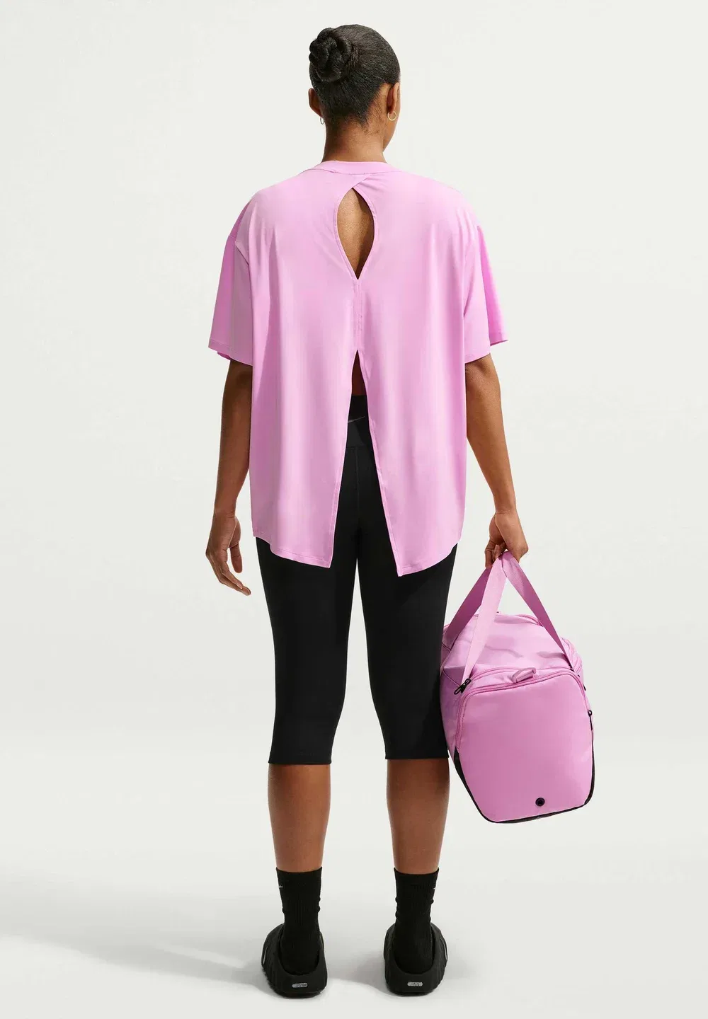 W nk1 df tie back ss - спортивная футболка Nike Performance, Pink Rise/White — фото 2
