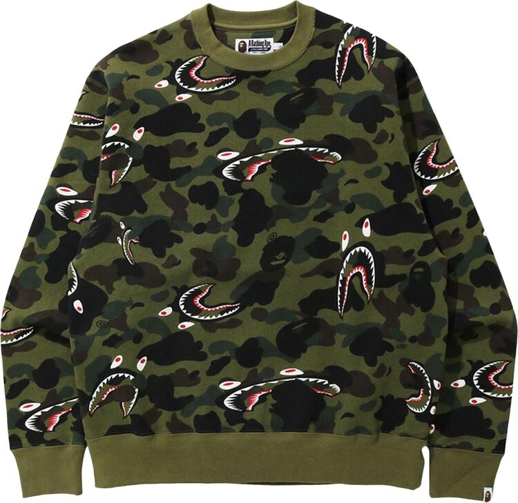 

Толстовка BAPE Shark 1st Camo Relaxed Crewneck 'Green', зеленый