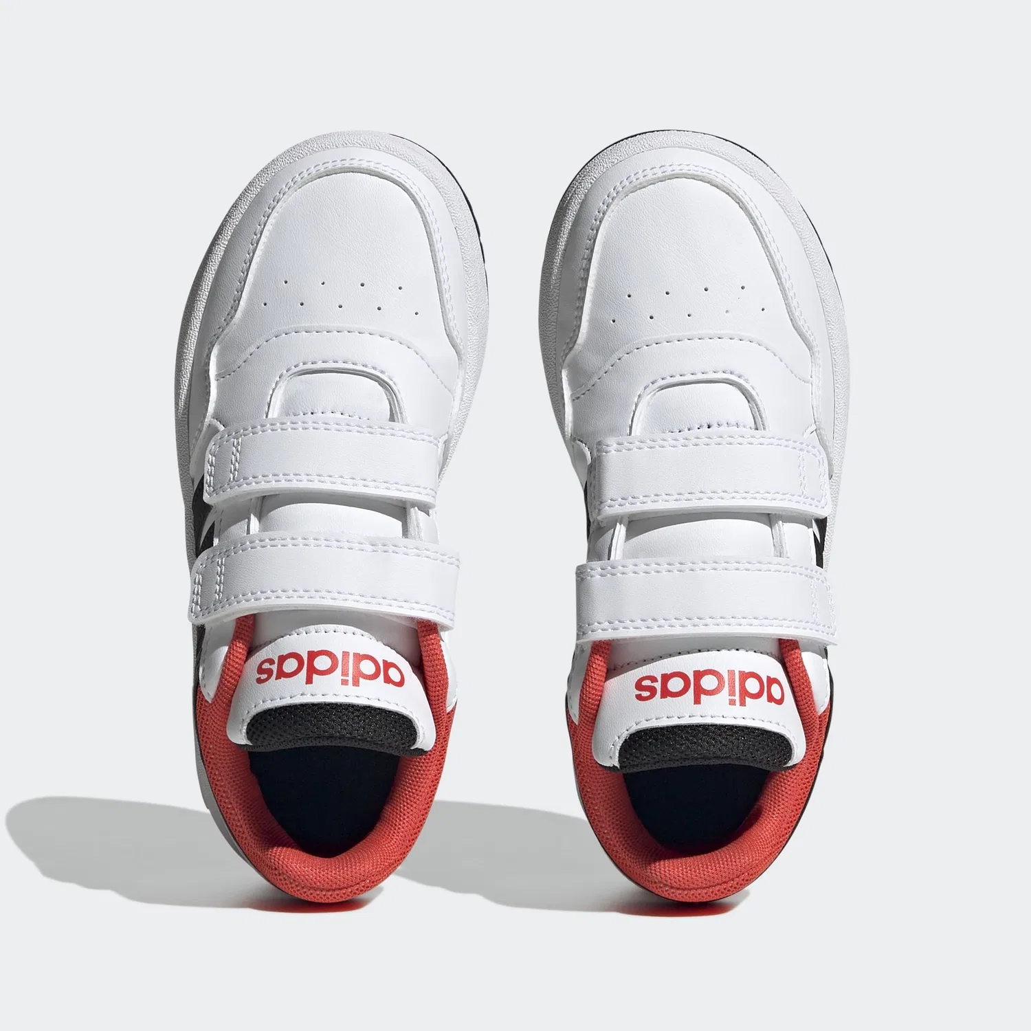 Детские кроссовки на липучках Hoops Lifestyle Basketball Adidas, Cloud White Core Black Bright Red — фото 3