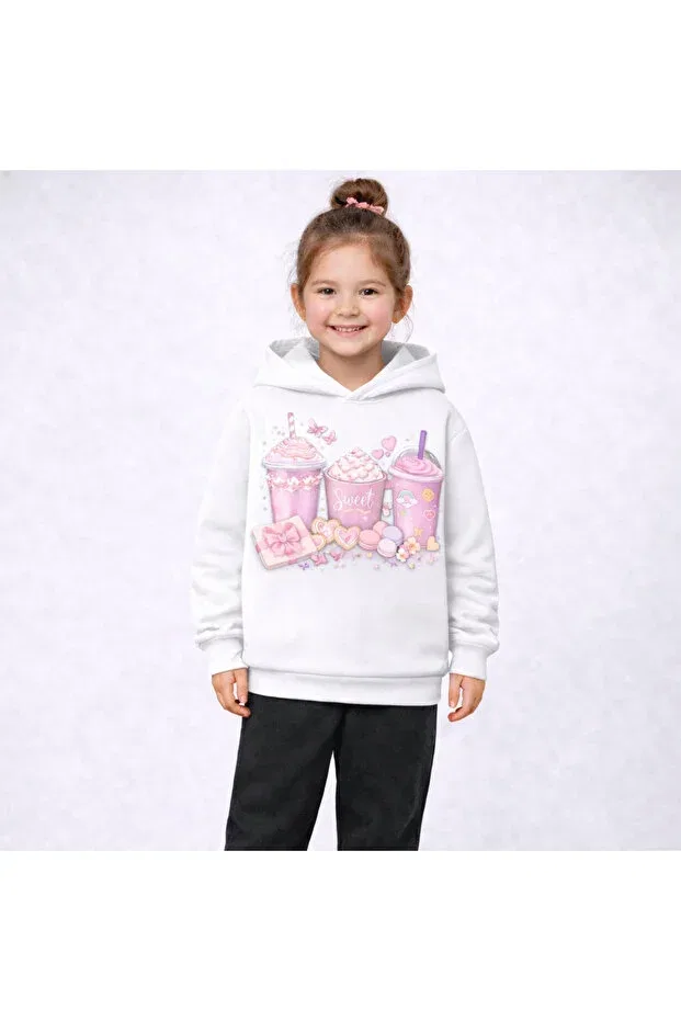 Детский спортивный костюм для девочек с принтом Soft 3 Thread Tiny And Co, White — фото 2