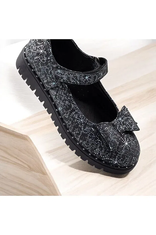 Детские балетки для девочек классические Jojo Kids, Black Gray — фото 4