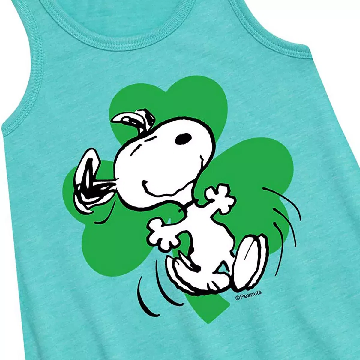 Детское платье-трапеция без рукавов Dancing Snoopy Shamrock Peanuts, Turquoise — фото 2