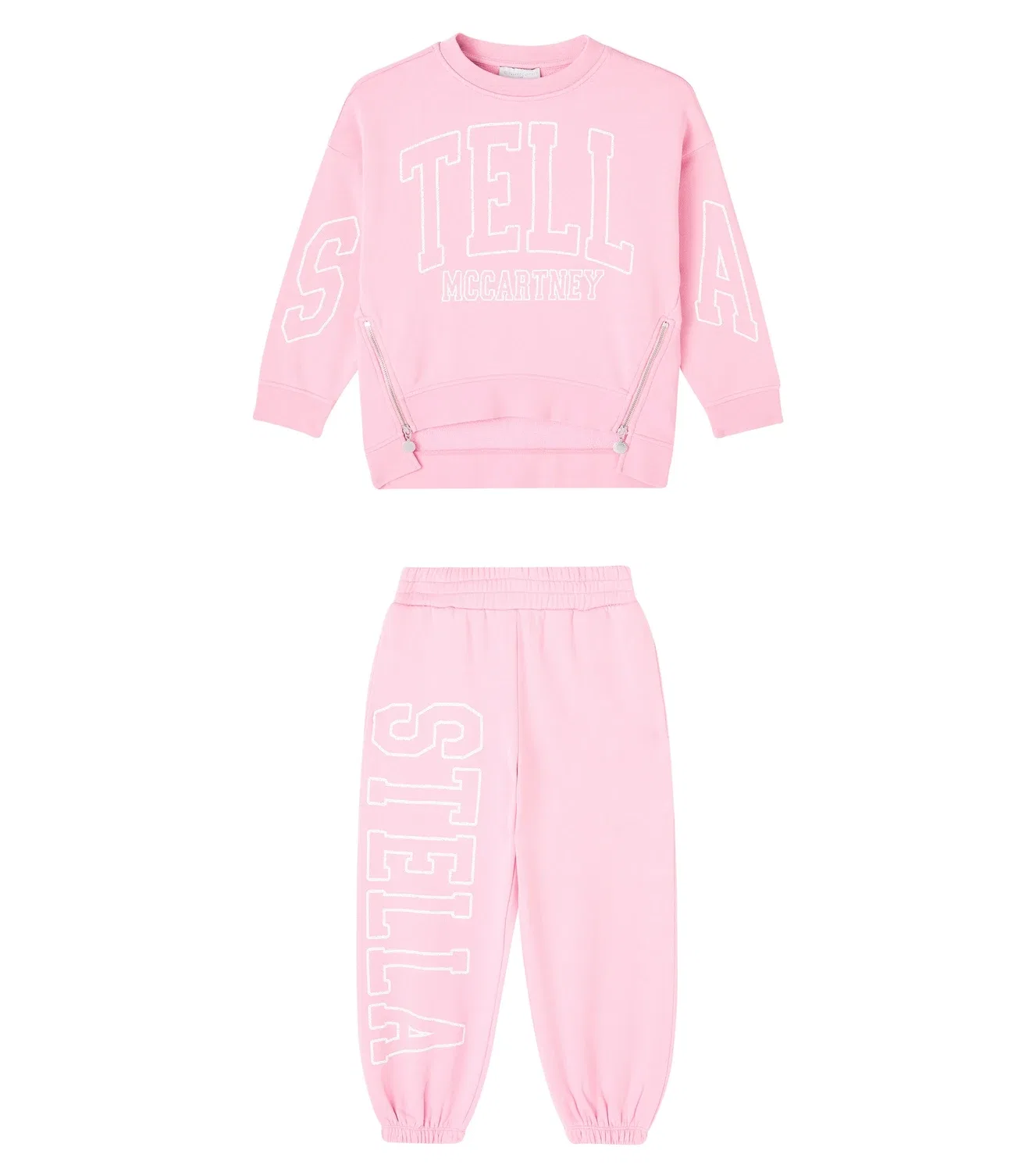Комплект спортивного костюма из хлопкового джерси с логотипом Stella Mccartney Kids, розовый
