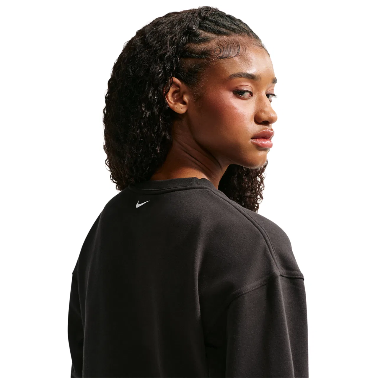 Женский пуловер Nike Pro Dri-FIT Crew Fleece TT Gradient, Black/White — фото 2
