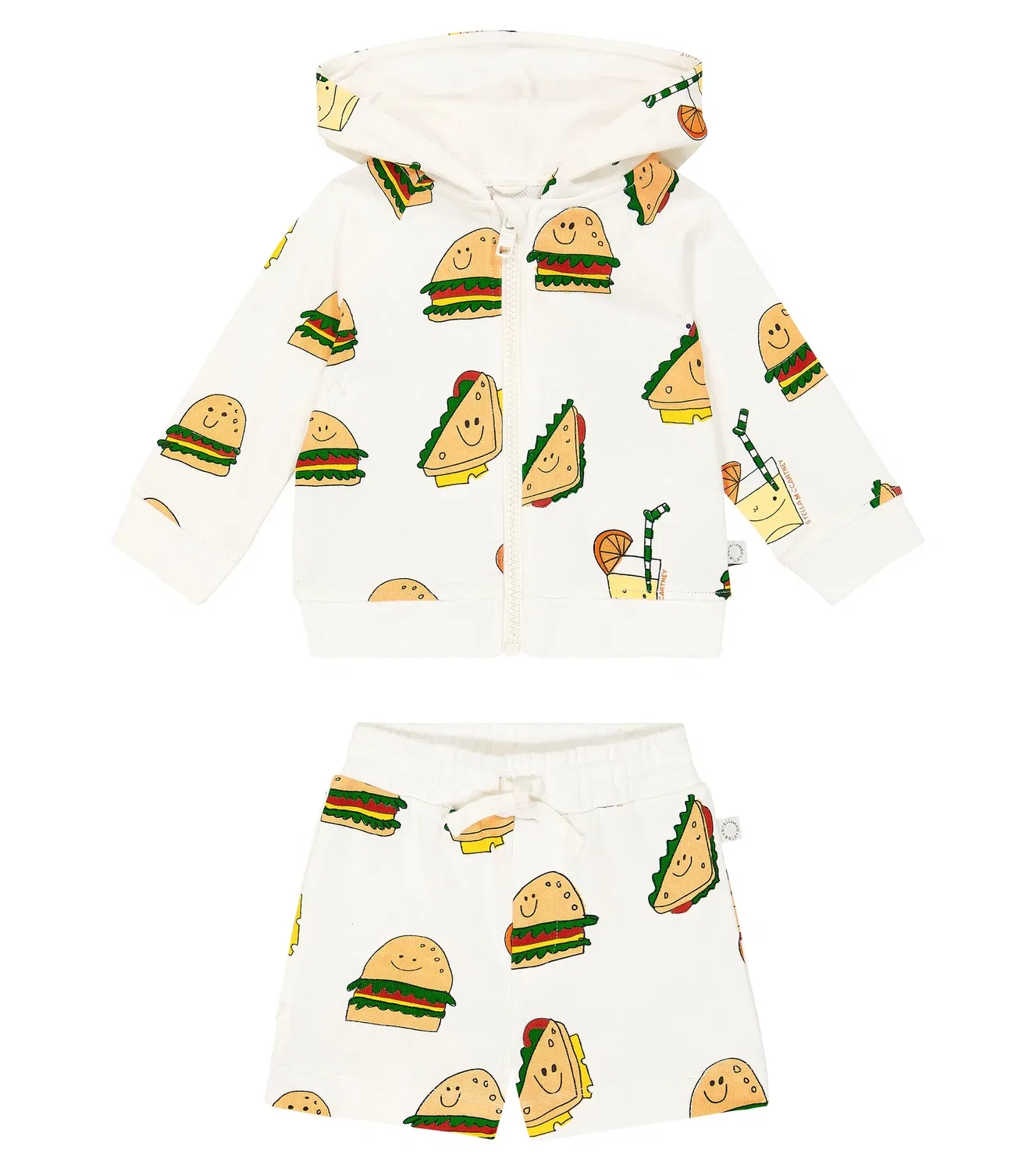 Комплект из хлопковой толстовки и шорт Stella Mccartney Kids, белый