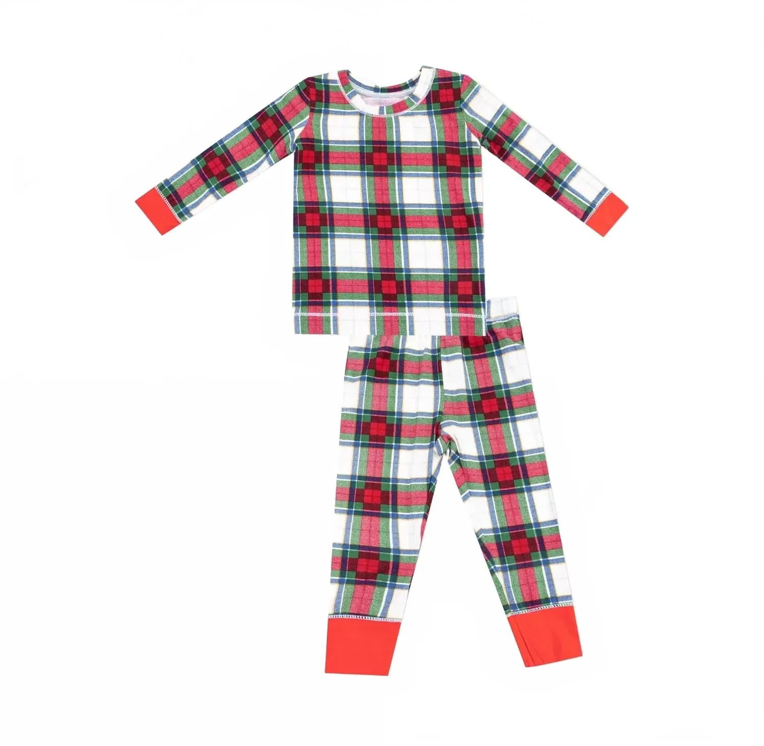 Детский комплект пижамы с праздничным принтом Holiday Plaid Angel Dear, красный