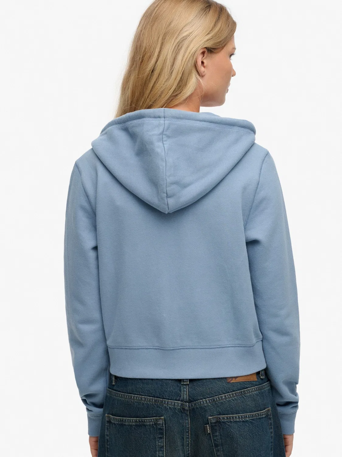 Худи с капюшоном, укороченное Superdry Essential Logo, синее — фото 3
