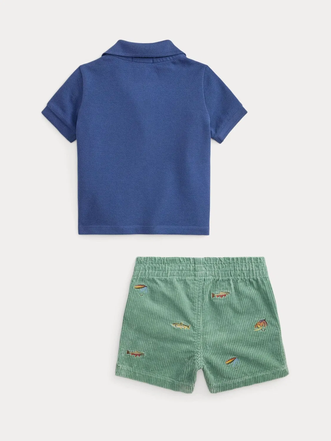 Комплект из поло и шорт, сетка и вельвет Polo Ralph Lauren, Синий — фото 2