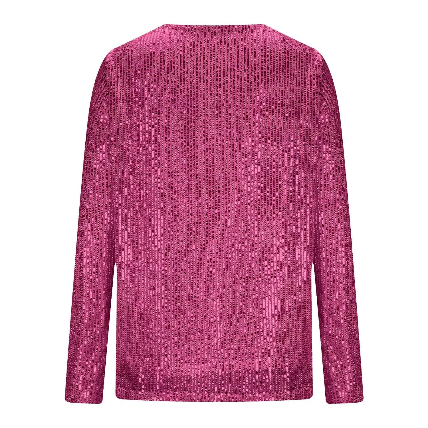 Женская блестящая блузка с длинным рукавом Sequin Tops, 1b-hot Pink — фото 4