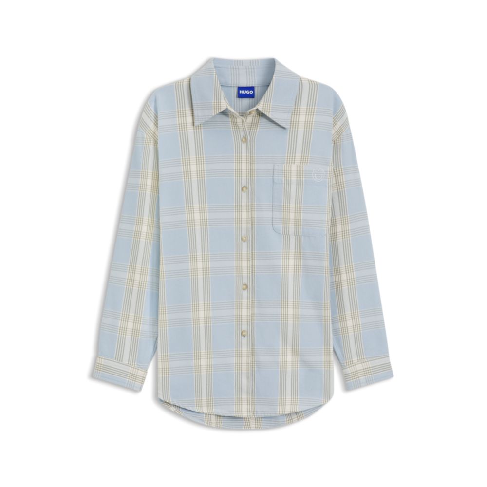 

Рубашка оверсайз из хлопкового твила в клетку Гленчек HUGO, Patterned