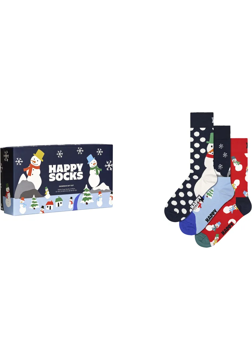

Носки Happy Socks (3 пары), в подарочной упаковке "Снеговик", цвет морской волны