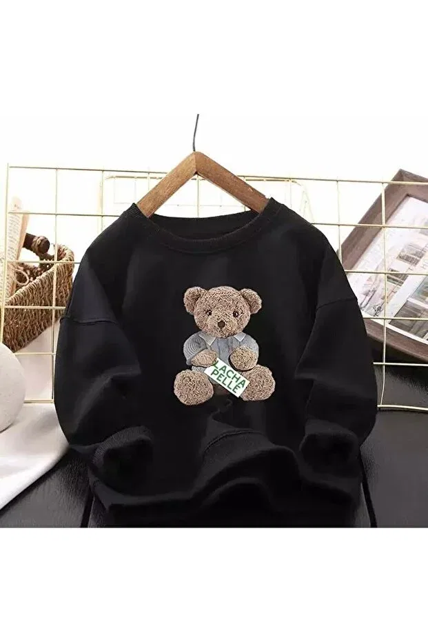 Детские свитшот для девочек с принтом Lacha Pelle Novibe, Black