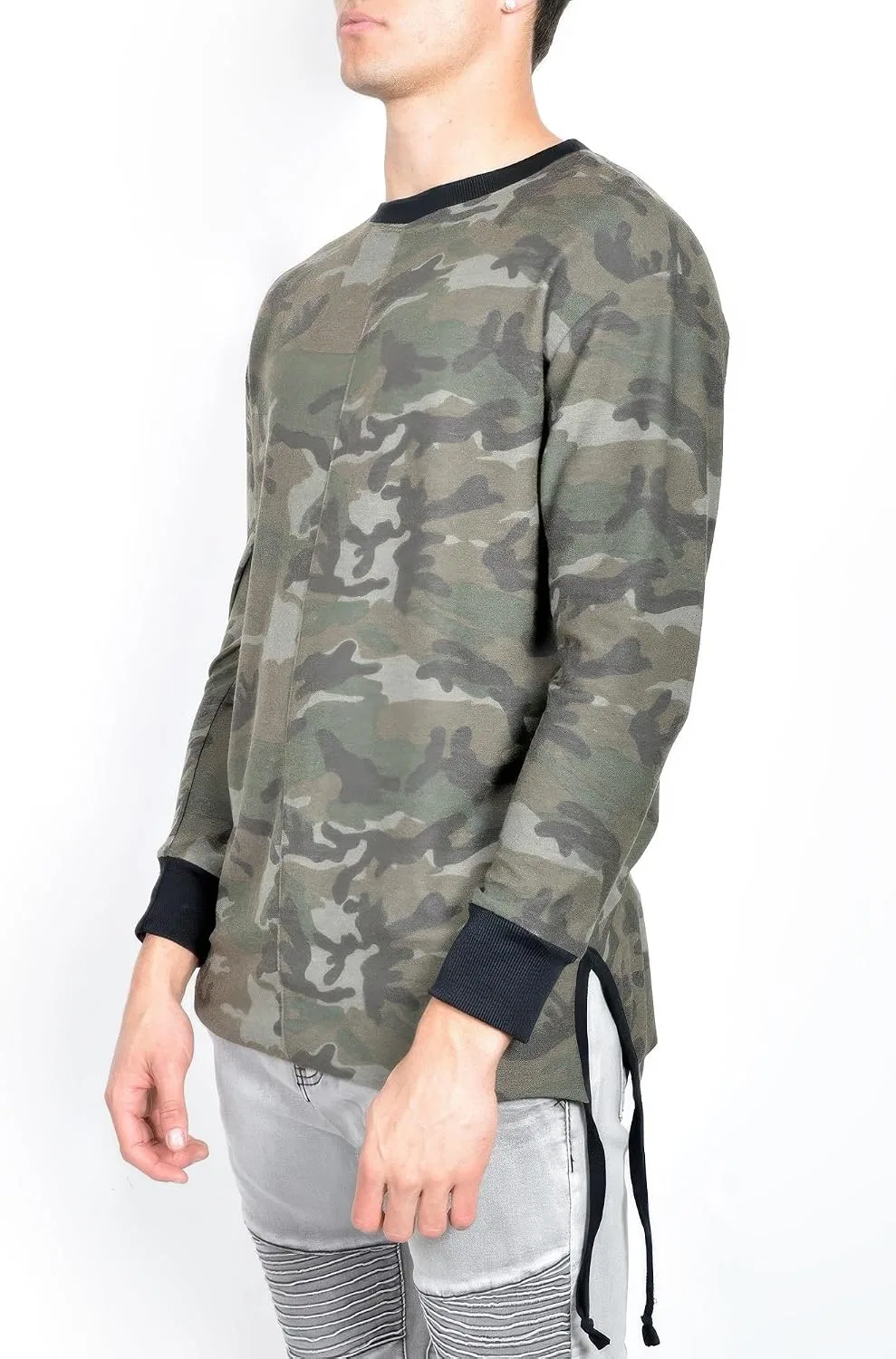 Мужская футболка с камуфляжным принтом и потертостями Generic, Camo — фото 2