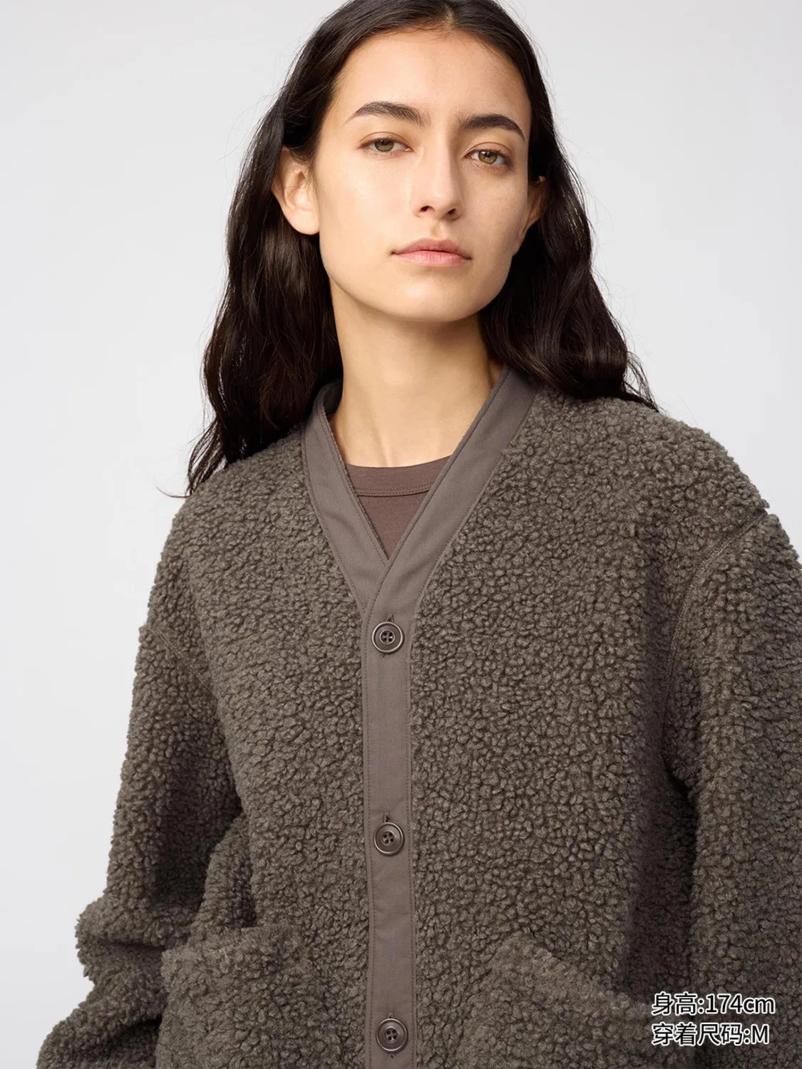 Куртка короткая из флиса Uniqlo, черный — фото 4