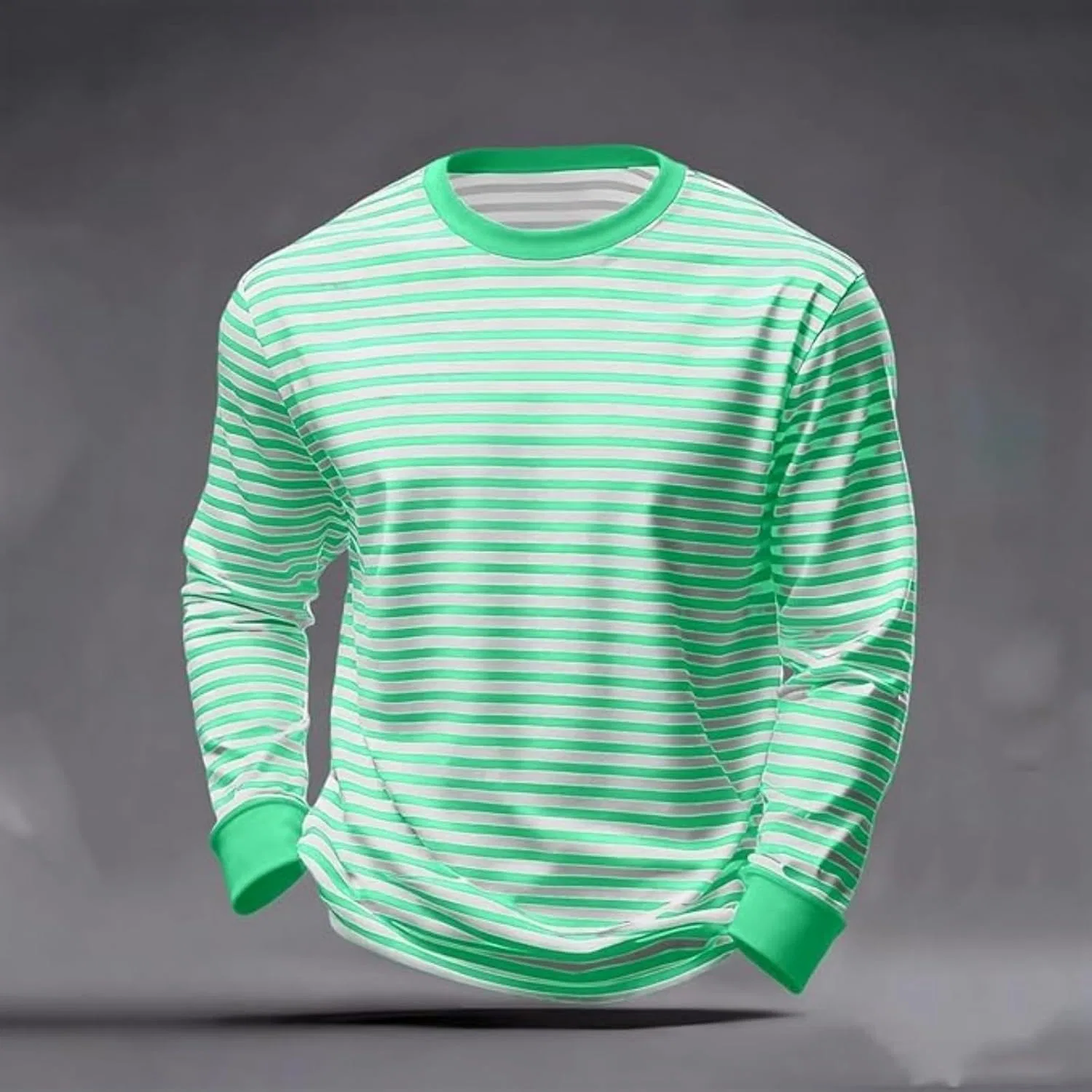 Мужская футболка с полосками Raglan Long Sleeve, Mint Green — фото 3