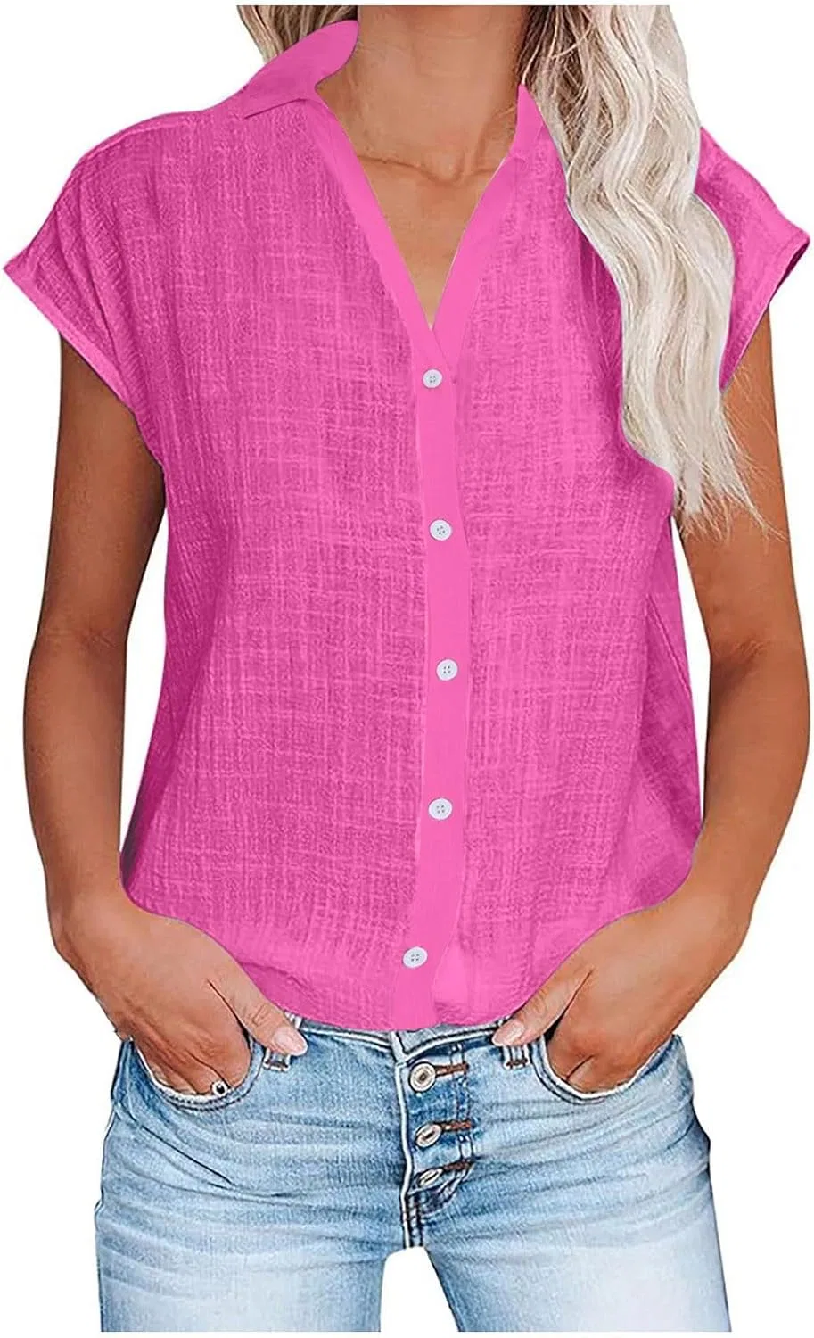 Блуза классическая женская, hotpink