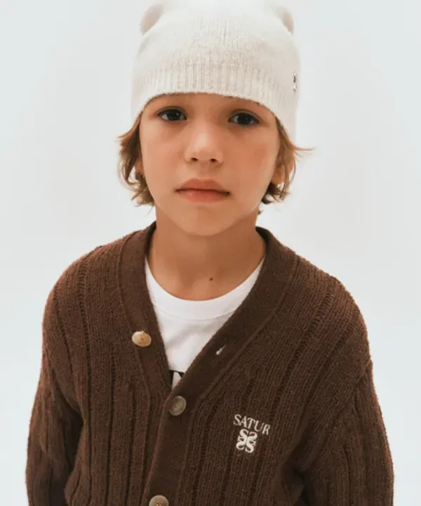Кардиган оверсайз букле, Sateur Kids, коричневый — фото 3