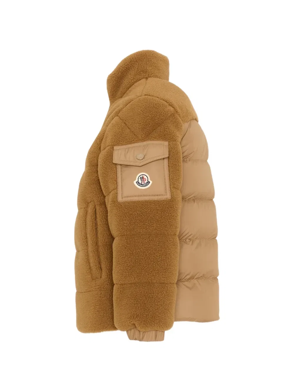Стеганая куртка с эффектом овечьей шерсти Moncler Enfant, коричневый — фото 3
