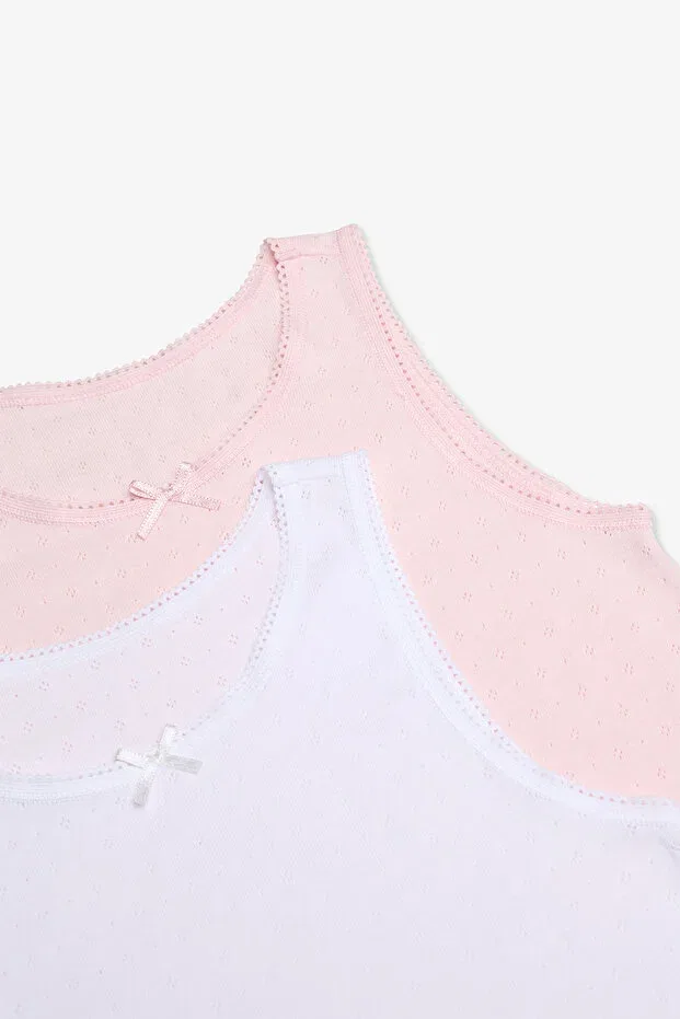 Детский комплект маек для девочек из хлопка Basics Penti, Multicolor — фото 4