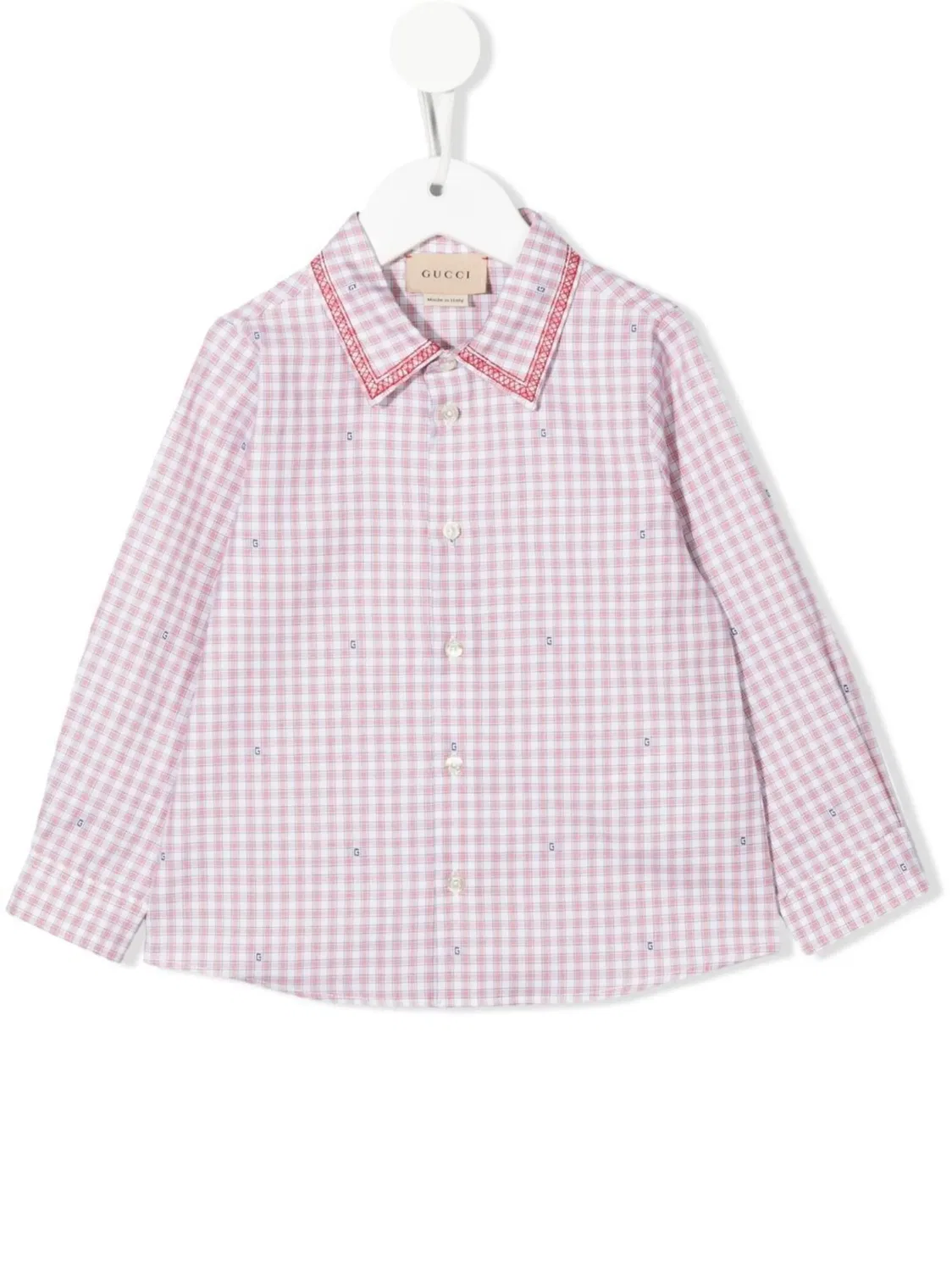 Рубашка оксфорд в клетку Gucci Kids, белый